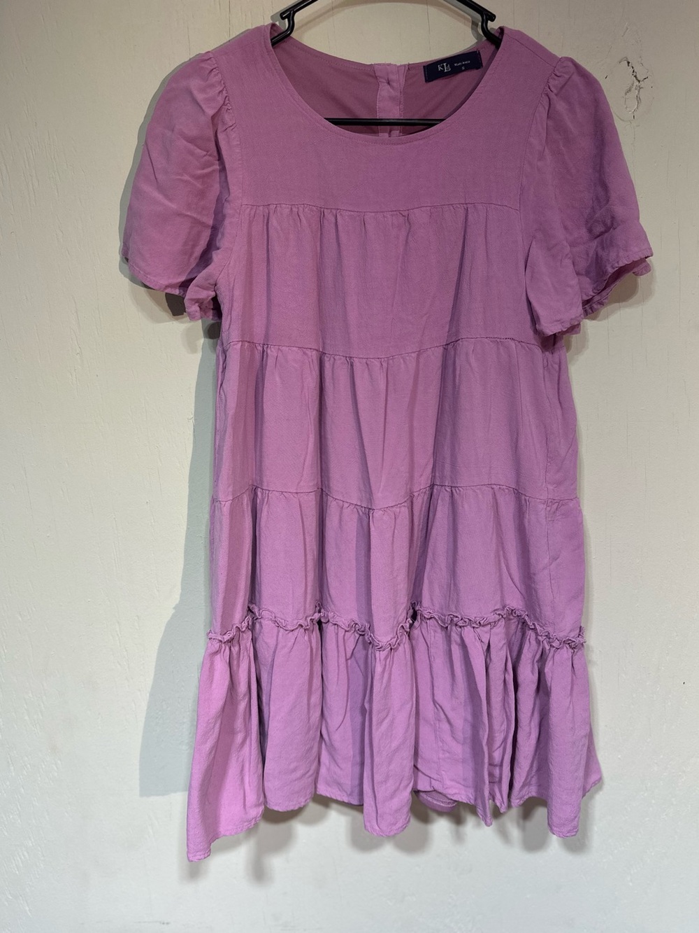 Kld purple ruffle tiered mini dress women’s size small